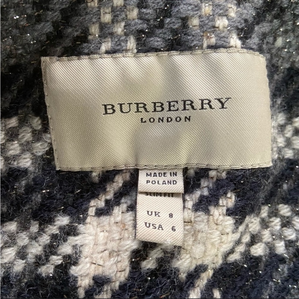 Burberry short gray metallic plaid wool jacket - Picture 11 of 13